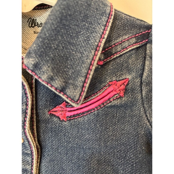 Wrangler Denim Dress Little Girls Sz 0-3 Mo Western Wear Pearl Snap - Picture 3 of 7